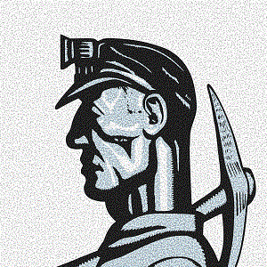 Go to an SVG image of an art deco head of a miner.